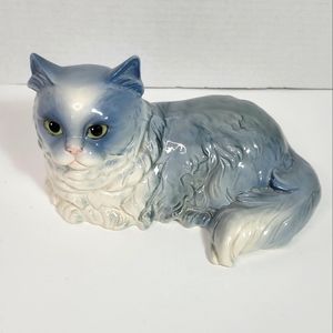 Beautiful Goebel Blue Gray Large Persian Cat Statue Excellent